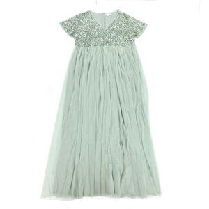 ASOS Maya Deluxe Sequin Tulle Maxi Dress Ballet Gown Plus Size 24 Sage Green